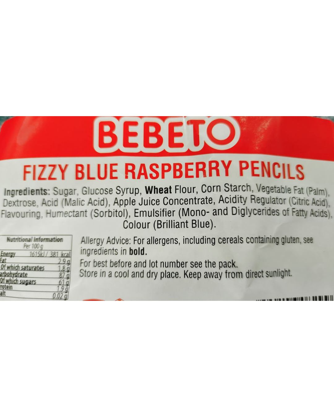 Fizzy Blue Raspberry Pencils
