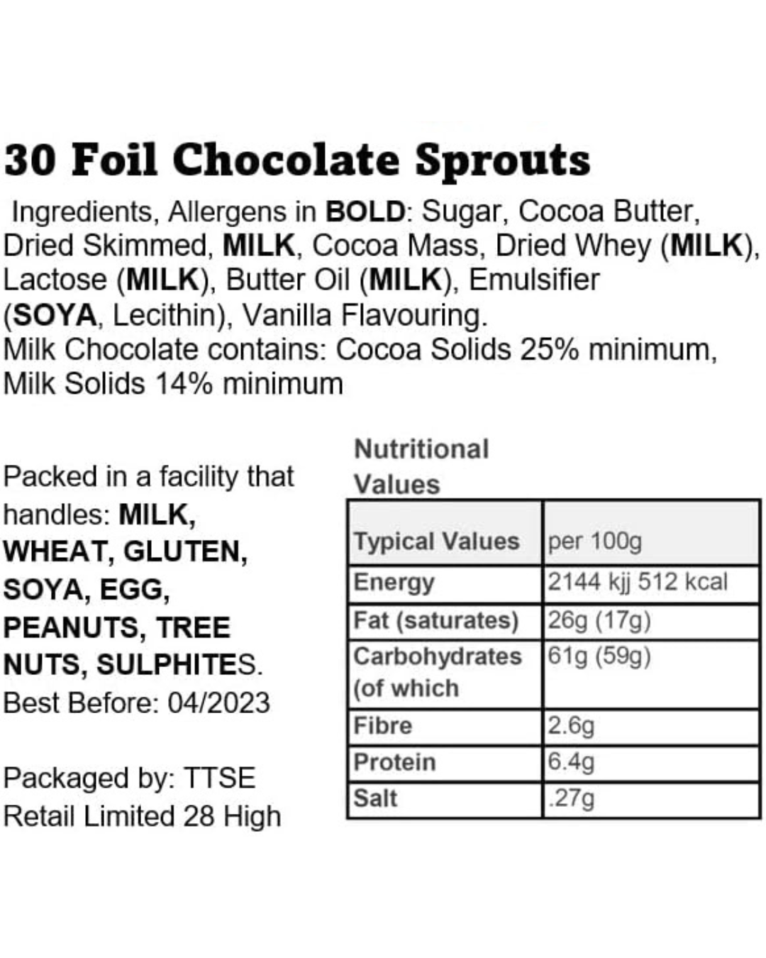 Milk Chocolate Foil Sprouts
