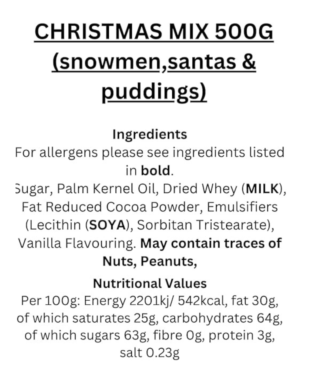 Christmas Chocolate Flavour Mix (Santa, Pudding, Snowmen)