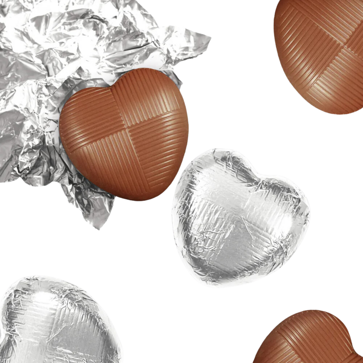 Silver Solid Milk Chocolate Hearts