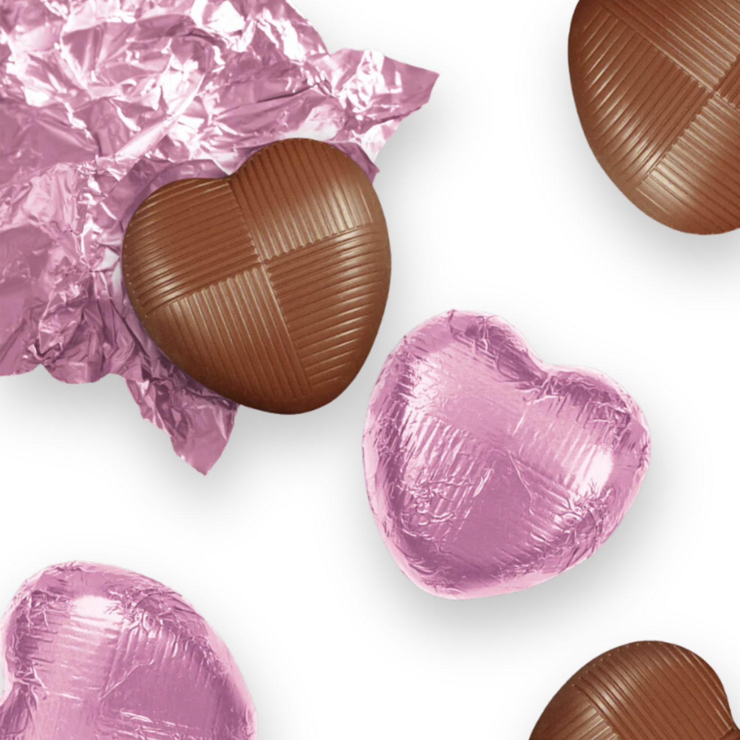 Pink Solid Milk Chocolate Hearts